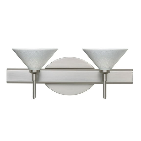 2SW-282453-SN Besa Lighting Kona-Two Light Bath Vanity-14.63 Inches Wide by 5.75 Inches High-Satin Nickel Finish-White Starpoint Glass Color-Halogen
