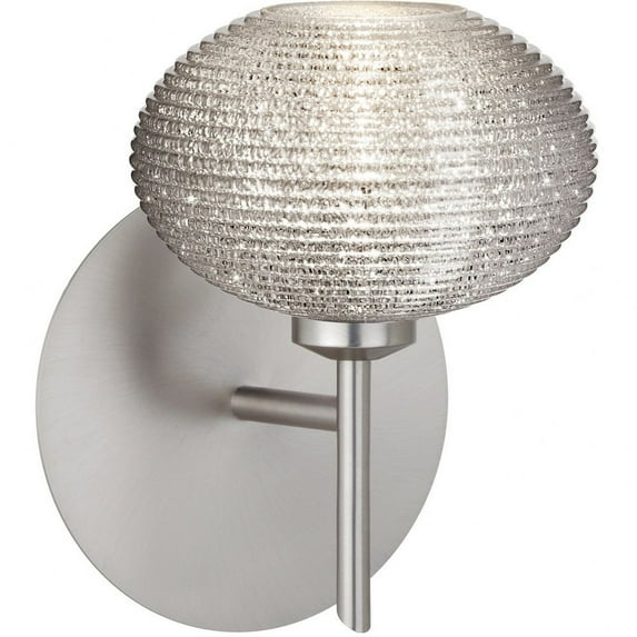 1SW-5612GL-LED-SN Besa Lighting Lasso-One Light Mini Wall Sconce-5 Inches Wide by 6.25 Inches High-Satin Nickel Finish-Glitter Glass Color-LED Lamping
