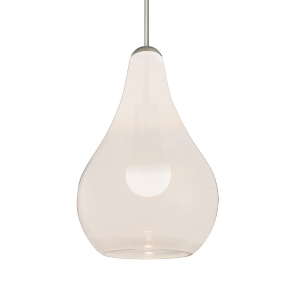 1JT-LEONMW-LED-SN-Besa Lighting-Leon - 1 Light Cord Pendant In Contemporary Style-9.75 Inches Tall and 6 Inches Wide-Satin Nickel Finish-Milky White