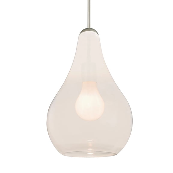 1JT-LEONMW-SN-Besa Lighting-Leon - 1 Light Cord Pendant In Contemporary Style-9.75 Inches Tall and 6 Inches Wide-Satin Nickel Finish-Milky White Glass