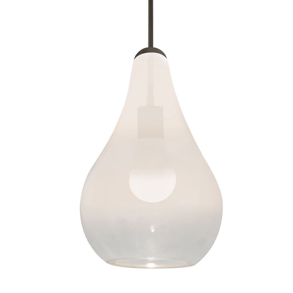 1JT-LEONWC-LED-BR-Besa Lighting-Leon - 1 Light Cord Pendant In Contemporary Style-9.75 Inches Tall and 6 Inches Wide-Bronze Finish-Milky/White/Clear