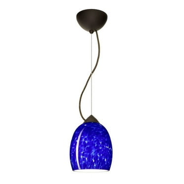 1KX-169786-LED-BR-Besa Lighting-Lucia-One Light Cord Pendant with Flat Canopy-6.25 Inches Wide by 7.25 Inches High-Bronze Finish-Blue Cloud Glass
