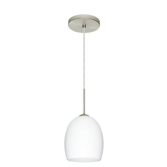 1JT-169707-LED-SN-Besa Lighting-Lucia-One Light Cord Pendant with Flat Canopy-6.25 Inches Wide by 7.25 Inches High-Satin Nickel Finish-Opal Matte