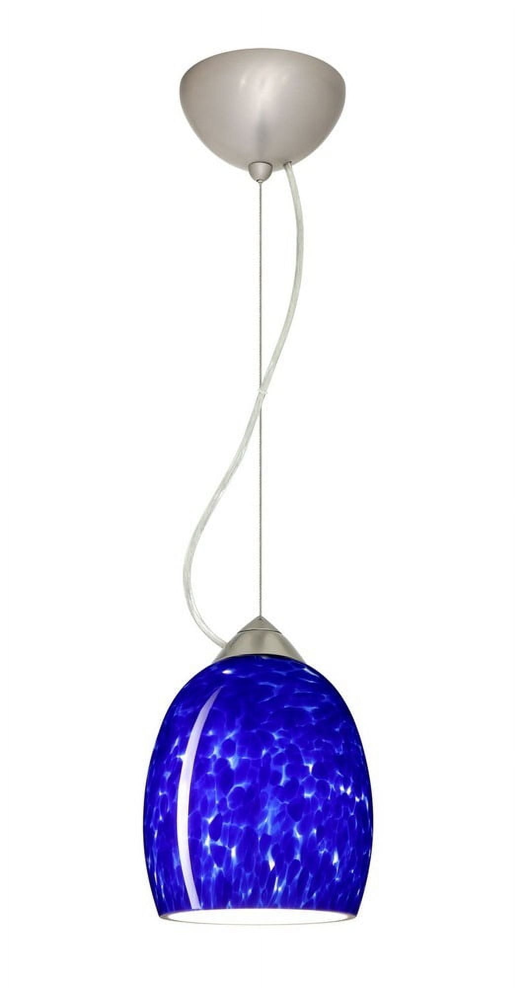 Blue Cloud Glass LED Pendant Light with Satin Nickel Finish
