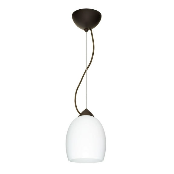 1KX-169707-LED-BR-Besa Lighting-Lucia-One Light Cord Pendant with Flat Canopy-6.25 Inches Wide by 7.25 Inches High-Bronze Finish-Opal Matte Glass