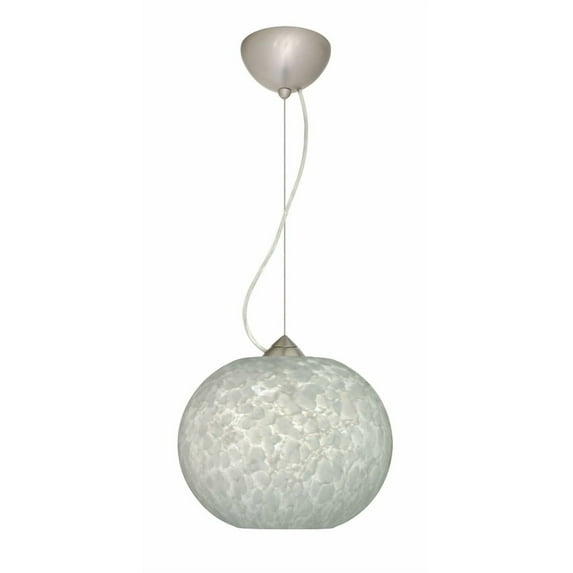 1KX-477619-SN-Besa Lighting-Luna-One Light Cord Pendant with Flat Canopy-10.63 Inches Wide by 8.25 Inches High-Satin Nickel Finish-Carrera Glass