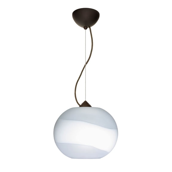 1KX-477699-LED-BR-Besa Lighting-Luna-One Light Cord Pendant with Flat Canopy-10.63 Inches Wide by 8.25 Inches High-Bronze Finish-Opal/Frost Glass