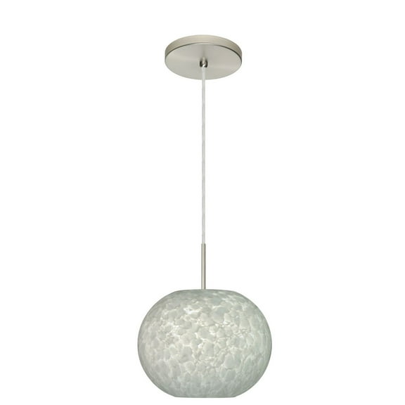 1JT-477619-SN-Besa Lighting-Luna-One Light Cord Pendant with Flat Canopy-10.63 Inches Wide by 8.25 Inches High-Satin Nickel Finish-Carrera Glass