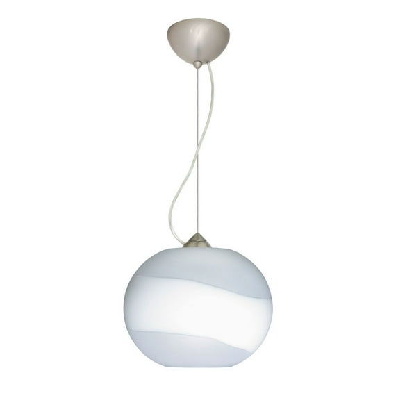 1KX-477699-LED-SN-Besa Lighting-Luna-One Light Cord Pendant with Flat Canopy-10.63 Inches Wide by 8.25 Inches High-Satin Nickel Finish-Opal/Frost