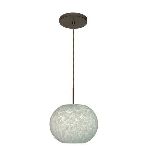 1JT-477619-BR-Besa Lighting-Luna-One Light Cord Pendant with Flat Canopy-10.63 Inches Wide by 8.25 Inches High-Bronze Finish-Carrera Glass