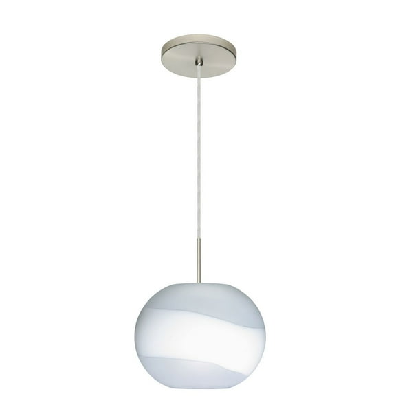 1JT-477699-SN-Besa Lighting-Luna-One Light Cord Pendant with Flat Canopy-10.63 Inches Wide by 8.25 Inches High-Satin Nickel Finish-Opal/Frost Glass