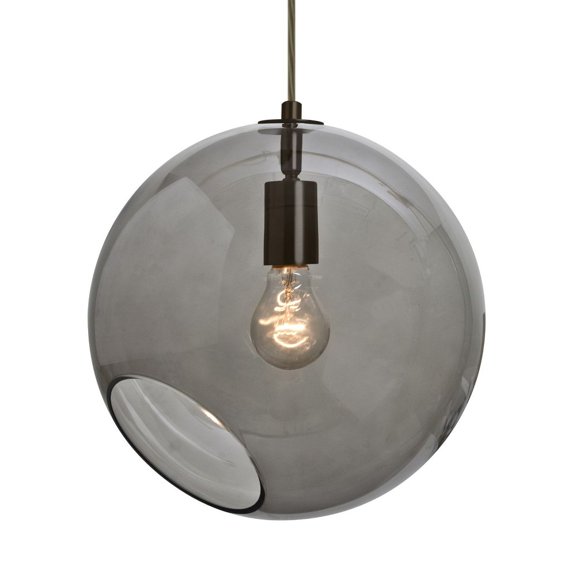 1JT-MAESTRO12SM-BR-Besa Lighting-Maestro 12 - 1 Light Cord Pendant-11.5 Inches Tall and 11.75 Inches Wide-Bronze Finish-Smoke Glass Color