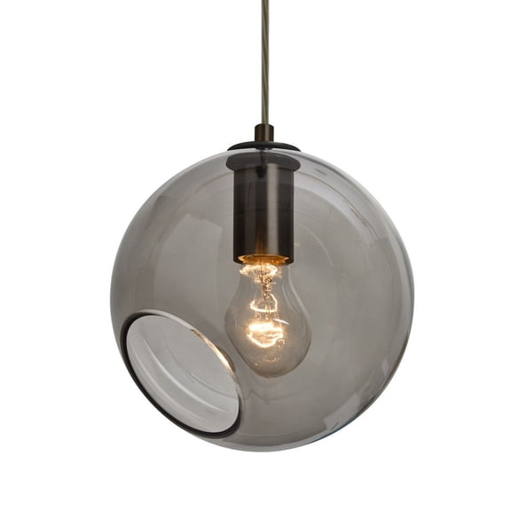 1JT-MAESTRO8SM-BR-Besa Lighting-Maestro 8 - 1 Light Cord Pendant-7.5 Inches Tall and 7.88 Inches Wide-Bronze Finish-Smoke Glass Color -Traditional