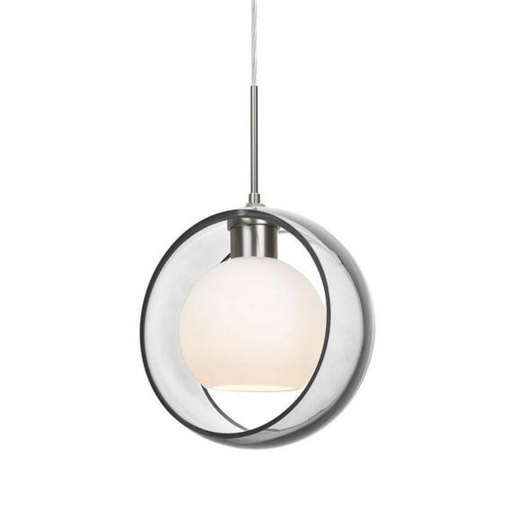 1JT-MANACL-LED-SN-Besa Lighting-Mana-One Light Cord Pendant with Flat Canopy-9 Inches Wide-Satin Nickel Finish-Clear/Opal Glass Color-LED Lamping Type