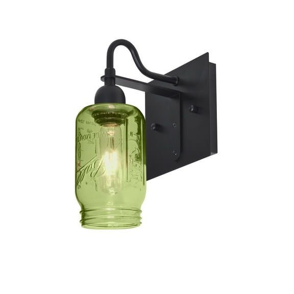 1WG-MILO4GR-BK-Besa Lighting-Milo 4 - One Light Wall Sconce-Green Glass Color