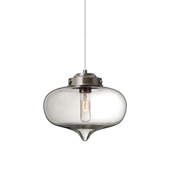 1JT-MIRACL-SN-Besa Lighting-Mira-One Light Cord Pendant with Flat Canopy-10 Inches Wide by 7.75 Inches High-Satin Nickel Finish-Clear Glass Color