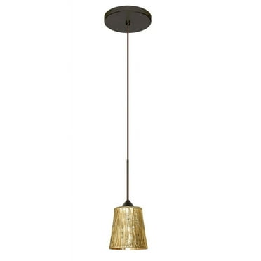 1XT-5125GF-LED-BR-Besa Lighting-Nico 4-One Light Cord Pendant with Flat Canopy-3.5 Inches Wide by 3.75 Inches High-Bronze Finish-Stone Gold Foil Glass