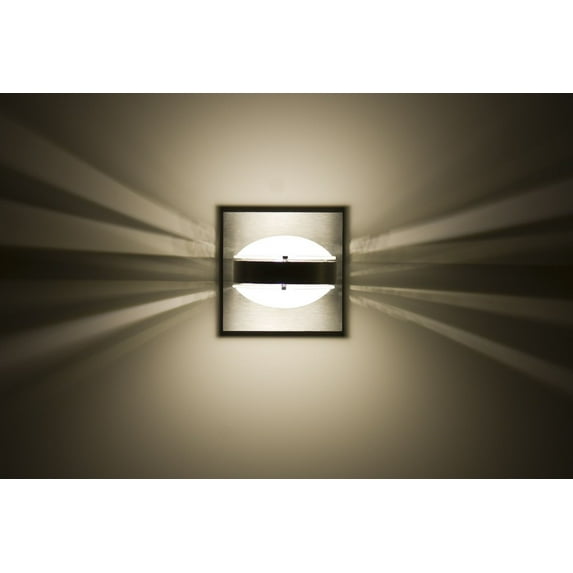 OPTOS1W-FRFR-LED-BA Besa Lighting Optos-One Light Wall Sconce-5 Inches Wide by 5 Inches High-Brushed Aluminum Finish-Frost/Frost Glass Color-LED
