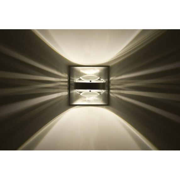 OPTOS1W-CLCL-LED-BA Besa Lighting Optos-One Light Wall Sconce-5 Inches Wide by 5 Inches High-Brushed Aluminum Finish-Clear/Clear Glass Color-LED