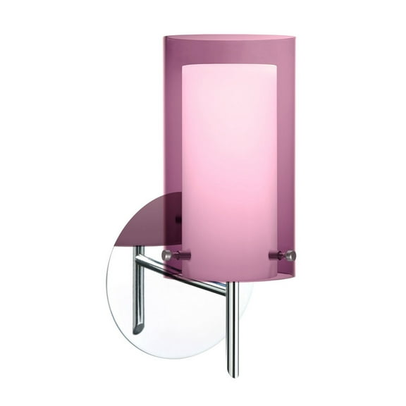 1SW-A44007-LED-CR Besa Lighting Pahu 4-5W 1 LED Mini Wall Sconce-5 Inches Wide by 9.88 Inches High-Chrome Finish-Transparent Amethyst/Opal Glass