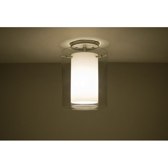 Besa Lighting - Pahu 8 - One Light Flush Mount-Satin Nickel Finish-Clear/Opal