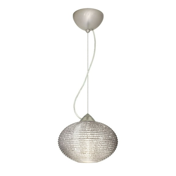 1KX-4912GL-LED-SN-Besa Lighting-Pape 10-One Light Cord Pendant with Flat Canopy-10.25 Inches Wide by 6.88 Inches High-Satin Nickel Finish-Glitter