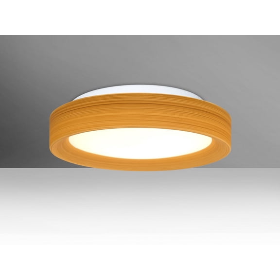 PELLA13OKC-LED-Besa Lighting-Pella 13-16W 1 LED Flush Mount-12.5 Inches Wide by 3 Inches High-Opal/Oak Glass Color