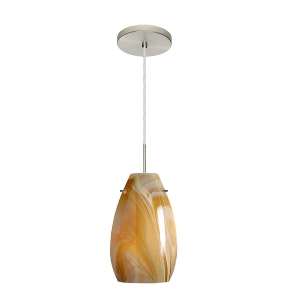 1JT-4126HN-LED-SN-Besa Lighting-Pera 9-One Light Cord Pendant with Flat Canopy-6 Inches Wide by 9.5 Inches High-Satin Nickel Finish-Honey Glass