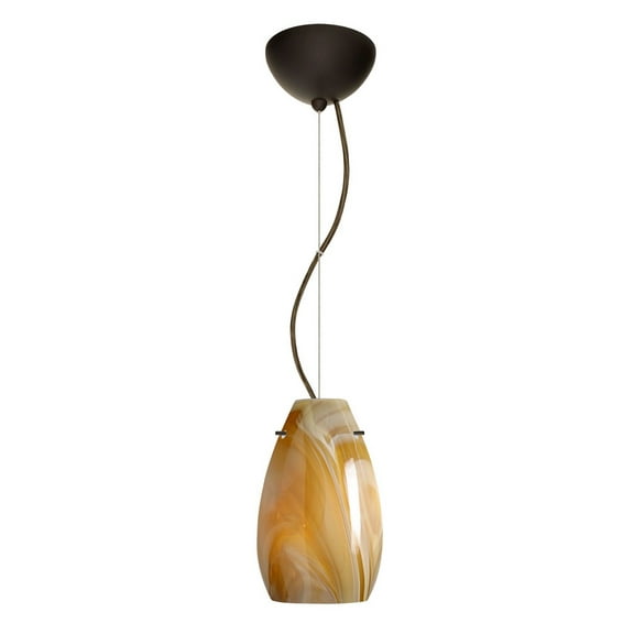 1KX-4126HN-BR-Besa Lighting-Pera 9-One Light Cord Pendant with Flat Canopy-6 Inches Wide by 9.5 Inches High-Bronze Finish-Honey Glass