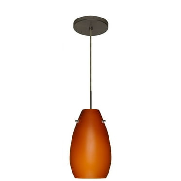 1JT-412680-BR-Besa Lighting-Pera 9-One Light Cord Pendant with Flat Canopy-6 Inches Wide by 9.5 Inches High-Bronze Finish-Amber Matte Glass