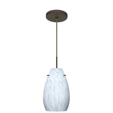 1JT-412619-BR-Besa Lighting-Pera 9-One Light Cord Pendant with Flat Canopy-6 Inches Wide by 9.5 Inches High-Bronze Finish-Carrera Glass