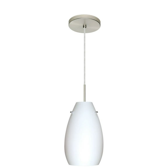 1JT-412607-LED-SN-Besa Lighting-Pera 9-One Light Cord Pendant with Flat Canopy-6 Inches Wide by 9.5 Inches High-Satin Nickel Finish-Opal Matte Glass