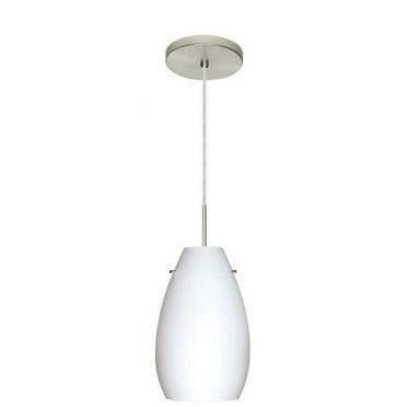 1JT-412607-LED-SN-Besa Lighting-Pera 9-One Light Cord Pendant with Flat Canopy-6 Inches Wide by 9.5 Inches High-Satin Nickel Finish-Opal Matte Glass
