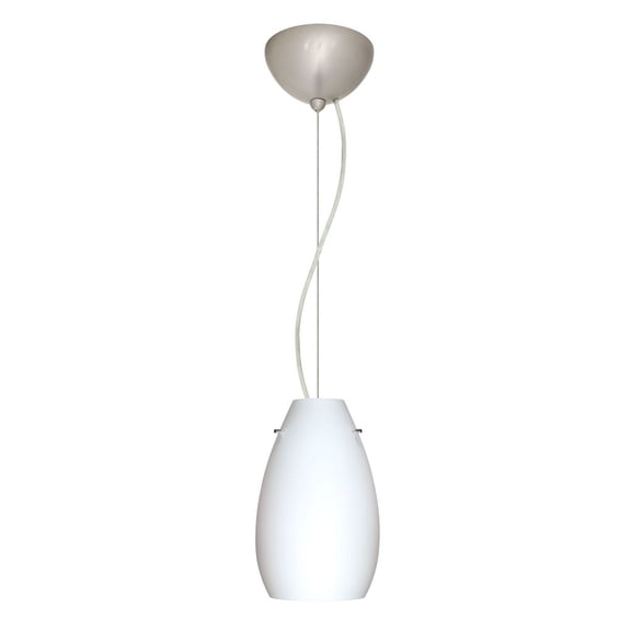 1KX-412607-LED-SN-Besa Lighting-Pera 9-One Light Cord Pendant with Flat Canopy-6 Inches Wide by 9.5 Inches High-Satin Nickel Finish-Opal Matte Glass