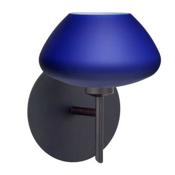 1SW-541087-BR Besa Lighting Peri - 1 Light Mini Wall Sconce In Contemporary Style-7 Inches Tall and 5.38 Inches Wide-Bronze Finish-Blue Matte Glass