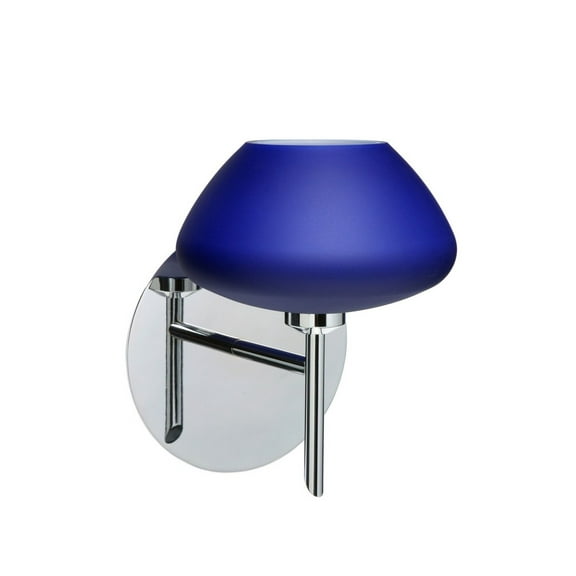 1SW-541087-LED-CR Besa Lighting Peri-One Light Mini Wall Sconce-5.38 Inches Wide by 6.4 Inches High-Chrome Finish-Blue Matte Glass Color-LED Lamping