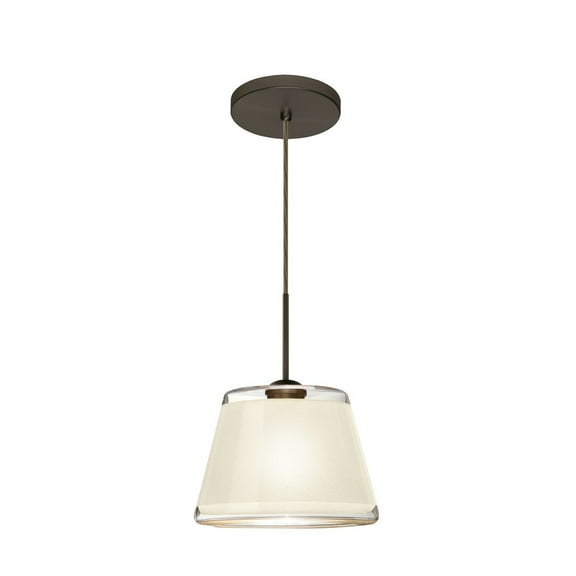 1JT-PIC9WH-LED-BR-Besa Lighting-Pica 9-One Light Cord Pendant with Flat Canopy-8.7 Inches Wide by 6.6 Inches High-Bronze Finish-White Sand Glass