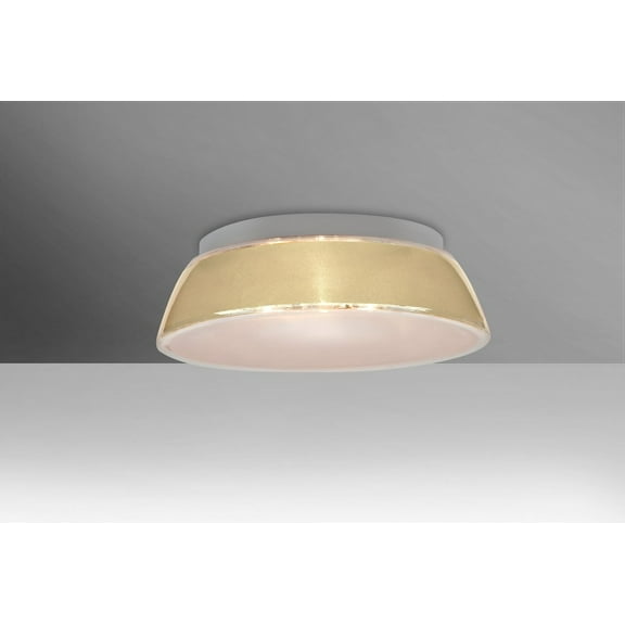 9664CRC-Besa Lighting-Pica 11-One Light Flush Mount-11 Inches Wide by 4.2 Inches High-Creme Sand Glass Color-Incandescent Lamping Type
