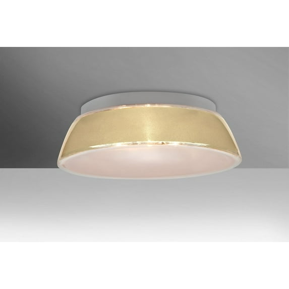 9663CRC-LED-Besa Lighting-Pica 13-Two Light Flush Mount-13.4 Inches Wide by 4.4 Inches High-Creme Sand Glass Color-LED Lamping Type
