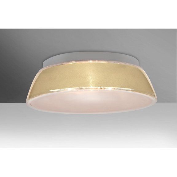 9662CRC-Besa Lighting-Pica 17-Three Light Flush Mount-16.6 Inches Wide by 4.8 Inches High-Creme Sand Glass Color-Incandescent Lamping Type