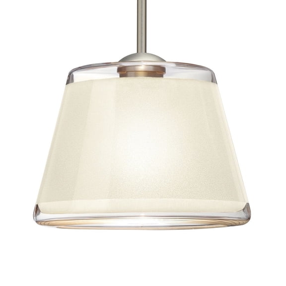 1TT-PIC9WH-SN-Besa Lighting-Pica 9 - 1 Light Stem Pendant In Contemporary Style-6.6 Inches Tall and 8.7 Inches Wide-Satin Nickel Finish-White Sand