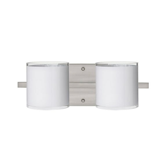 2WS-7180SF-SN-Besa Lighting-Pogo - 2 Light Bath Vanity In Contemporary Style-5.5 Inches Tall and 14.63 Inches Wide-Satin Nickel Finish-White/Silver