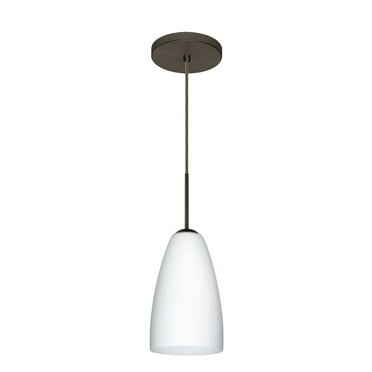 1JT-151107-LED-BR-Besa Lighting-Riva 9-One Light Cord Pendant with Flat Canopy-5.13 Inches Wide by 9 Inches High-Bronze Finish-Opal Matte Glass