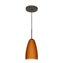 1JT-151180-LED-BR-Besa Lighting-Riva 9-One Light Cord Pendant with Flat Canopy-5.13 Inches Wide by 9 Inches High-Bronze Finish-Amber Matte Glass
