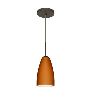 1JT-151180-LED-BR-Besa Lighting-Riva 9-One Light Cord Pendant with Flat Canopy-5.13 Inches Wide by 9 Inches High-Bronze Finish-Amber Matte Glass