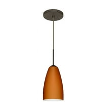 1JT-151180-BR-Besa Lighting-Riva 9-One Light Cord Pendant with Flat Canopy-5.13 Inches Wide by 9 Inches High-Bronze Finish-Amber Matte Glass