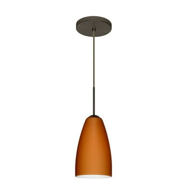 1JT-151180-BR-Besa Lighting-Riva 9-One Light Cord Pendant with Flat Canopy-5.13 Inches Wide by 9 Inches High-Bronze Finish-Amber Matte Glass