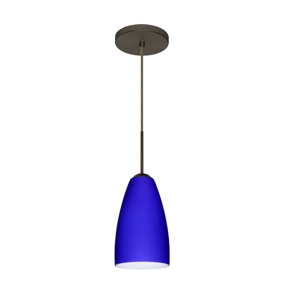 1JT-1511CM-LED-BR-Besa Lighting-Riva 9-One Light Cord Pendant with Flat Canopy-5.13 Inches Wide by 9 Inches High-Bronze Finish-Cobalt Blue Matte Glass