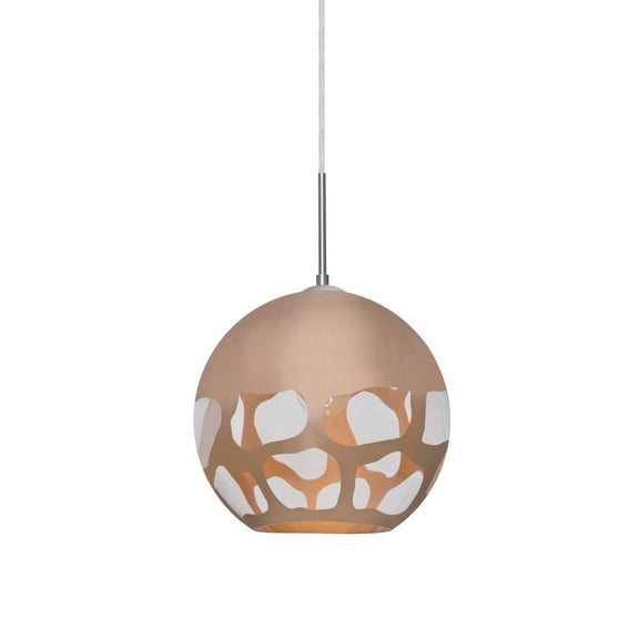 1JT-ROCKYCP-SN-Besa Lighting-Rocky-One Light Cord Pendant-10 Inches Wide by 9.5 Inches High-Satin Nickel Finish-Copper Glass Color-Incandescent