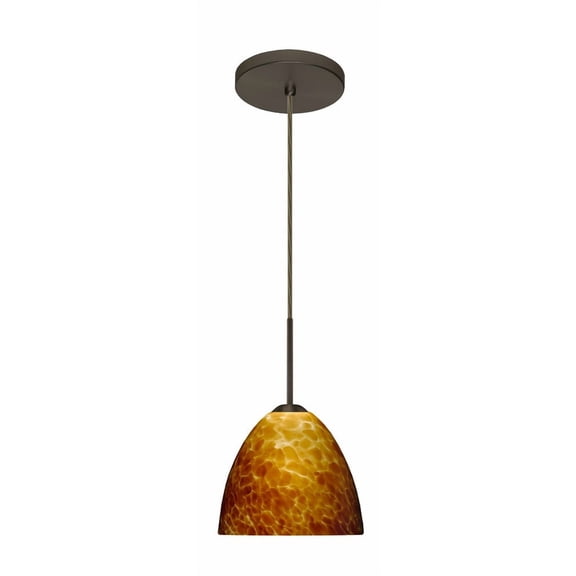 1BT-757218-BR-Besa Lighting-Sasha II-One Light Cord Pendant with Flat Canopy-6.3 Inches Wide by 5.4 Inches High-Bronze Finish-Amber Cloud Glass